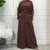 Vêtements ethniques Hot Vendre 2 pièces Abaya Slip Slveless Hijab Robe correspondante Musulm Settes Open Abayas Dubaï Turquie Vêtements Africain Islamiques T240510