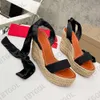 Vraie Silk Sangle Sandale Sandales Femmes Espadrilles High Heels Summer Platform Shoe Robe Ajustement Robe Robe With Box 565