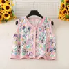 Women's Tanks Women Colorblock Crocheted Flower Sequins Crop Cardigans Button Up Vests Outwear