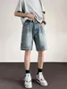 Herren Jeans 2024 Männer Sommer Vintage Baggy Taschen Denim Shorts Herren lässig losen männliche hohe Taille gerade Short Hosen G220