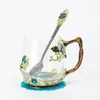 Mugs Enamel Colored Chrysanthemum Glass Cup Milk Tea Coffee Mug Creative High-end Water Drinking Glasses For Drinks Drinkware Bar