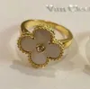 2024 Classic Four Leaf Grass High Edition Lucky Clover Ring feminino S925 Prata Natural Fritillaria Red Chalcedony Full Diamond Ring Color Preservation