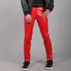 Pantalon masculin (16 couleurs) Pantalon en cuir à vélo pour hommes Mentiaux à la mode ultra-mince pantalon pute élastique Pantalon pour hommes gris rouge plus taille 28-36 38 40L2405