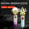 Figurines décoratives Natural Stone Crystal Point Magic Sceptre Elk Wand Stick Energy Reiki Healing Ceremony Props Wicca fournit la méditation