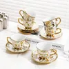 Europese stijl Hoogte Tracing Gold Coffee Cup en Saucer Tea Set Derees Ceramic voor 6 personen 240508