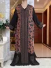 Vêtements ethniques 2023 Dubaï Femmes musulmanes Longue robe slve avec ceinture et foulard lâche maxi robe féminin diamant africain confort imprimé floral abaya t240510