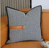 Pillow Modern Orange Leather Spliced Sofa Throw Cover For Living Room Square Sample