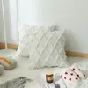 Kissen inyahome Set von 2 Boho Quadrathülle Festschale für Couchsofa Bett Stuhl Plüsch Wolle Samt Dekorative Weiß