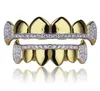 18k echte goldene Zähne Grillz Caps Out Out Out Bood Vampire Fangs Dental Grill Set Whole3065046
