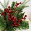 Fleurs décoratives 1 / 10pcs Berries Artificiales Berries Branches avec 5 têtes Branche Bouquet Red Holly Berry Stamily Plants Home Christmas Party Decor