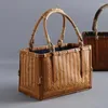 Opbergtassen vintage vierkante handmand handgemaakte bamboe weven organisator box bundel ontwerp snaar tas Chinese theeset