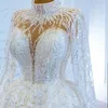 Sparkling Arabic Dubai Wedding Dresses 2024 High Neck Long Sleeves Beaded Sequins Crystals Bridal Gown Plus Size Custom Made Vestidos De Novia