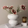 Vases Creative Donut Shaped Vase Hydroponic White Ceramic Home Decor