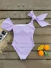 Swimwear féminin 2024 Purple for Girls Color Color Square Clead Bud Sleeve Triangle rembourré Micro Bikinis Sexy Low RAIN