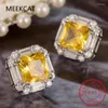 Boucles d'oreilles étincelantes 925 Coupe princesse en argent sterling coupés simulées de boucle d'oreille carrée citrine simulée pour femmes Drop cadeau de mariage