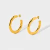 Stud Earrings Trendy Chunky 18K Gold Plated Ultra Thick Hammered Round Hoop Earring For Women Texture Metal Fashion Jewelry Gift