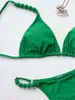 Women's Swimwear 2024 Fashion Sexy V-Neck Bikini Set Lady Stylish Two Pieces Rhinestone Thong Eye-Catching Beachwear