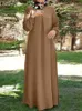 Vêtements ethniques Zanzea automne wsolid Dubaï Turquie Abaya Hijab Robe Senn Vintage Long Slve Muslim Maxi Robe décontractée Robe Femme Sund robe 2023 T240510