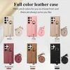 Crossbody Litchi Leather Card Walled Wallet Case for Samsung Galaxy S24 Ultra S23 S22 ، غطاء معصم حزام يدوي.