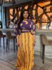 Vêtements ethniques en 2 pièces assorties de vêtements africains en mousseline de mousseline pour les femmes élégantes robes de fête de soirée plus taille dashiki d'été