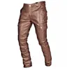 Erkek pantolonları burada yeni! Erkek düz renkli deri pantolon şık pu kayış ve gündelik stil sıcak satış 2024l2405