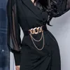 Designer di donne elastici Designer Metatore Fascifica a catena spessa Stretch Waist Dripping Abito vestito per cappotto decorativo integrale H220418 267G