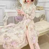 Robes de fête Robe en mousseline 2024 manches longues en V Large Swing Mid Jirt Y2k Occasion formelle Vestidos Femmes