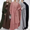 Vêtements ethniques Turquie du Moyen-Orient Dubaï Robe de couleur solide Robe en deux pièces Abaya T240510