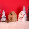 Opakowanie prezentów 5PCS Kształt domowy świąteczne pudełka na cukierki Kraft Papier pudełko na rok pakowania na świąteczne