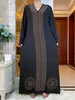 Etniska kläder Nya afrikanska hösten Abaya för kvinnor Dubai Islamiska klänning svarta diamanter Långt Slve Arab Muslim Evening Dress Party Clothing T240510