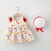 Robes de fille pour enfants 2 / morceaux Set Girl's Summer Full Corps Robe imprimée mignonne Little Wings Princess and Hat