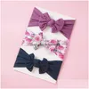 Hair Accessories 3 Pcs/Set Print Baby Headband Bows Flower Born Girl Headbands Elastic Kids Turban Band Drop Delivery Maternity Dhpsb