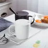 Kubki Europejski ceramiczny kubek prosty i kreatywny czarny biały para filiżanka kawy herbata kwiatowa z pokrywką