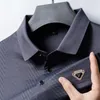 2024 Summer High End Mens Mens Ice Silk Krótki rękaw Lapelowa koszula Polo