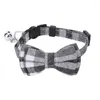 Appareils à chiens Aquarement à nœud papillon Couleur Skin Friendly Safe Backle Plaid Pet Collar Coup mignon élégant avec cloche pour la fête chat quotidiennement