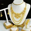 Aniid Africa Luxury Charm ketting sets met kwastje voor Lady Indian Bridal Nigeria 24K Gold Poled Sieraden Set Party Gifts 240506