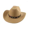 Berets Cowboy Hat Fedora Hats for Women Man Man Western Cowgirl Panama Casual Solid Belt Band szeroko gieł sombrero hombre