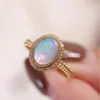 Cluster Rings 925 Sterling Silver Open Finger Ring Opal Stone Oval Gold Color Vintage Elegant For Women Girl Jewelry Gift Dropship grossist