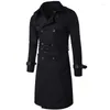 Herenjacks 2024 Autumn European en American Long Fit Double Breasted Wind Breakher Coat Fashion Personality