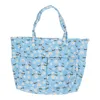 Förvaringspåsar blå bi blomma mönster väska stor kapacitet bärbar bagage virkning för krokar stickor nålar