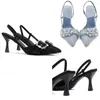 Hip Summer Sandal Denim Water Diamond Dress Shoes High Heel Sandals Pointed Thin Heels Comfortable Women Shoes Fenty Slides 240228