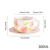 Tasse en céramique de cafés avec soucoupe set tasse de tasses de fleurs mignonnes conception créative large corps