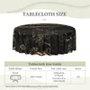 Table Cloth Round Black Marble Gold Veins Waterproof Tablecloth 60 Inches Cover For Kitchen Dinning