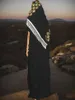 Etniska kläder 2024 Neue Sommer Verlieren Kurzarm Baumwolle Robe Gold Stempel Boubou Maxi Islam Femme Kleid Mit Groen Schal Afrik Anischen Aba T240510