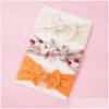 Hair Accessories 3 Pcs/Set Print Baby Headband Bows Flower Born Girl Headbands Elastic Kids Turban Band Drop Delivery Maternity Dhpsb