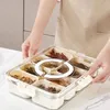 Opslagflessen 4/8 gescheiden kruidendoos draagbaar stofdichte plastic charcuterie container verdeeld serveerlade voor picknick