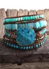 Presente de mulheres Novo Digner Fashion Boho Bracelet Handmade misto misto turquesa ston natural charme 5 fios Wrap Bracelets293q6064399