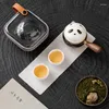 Чайные наборы панды боковая ручка для горшки для проездной чайной костюм одна две чашки портативная чашка на открытом воздухе в кемпинг китайский