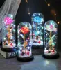 Eternal Rose Forever Beauty and Beast Rose In Flask LED Rose Flower Glass Light Dome Mother039s Regalo de boda Decoratio8914180