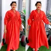 Vêtements ethniques Abayas musulmans de dashiki européen pour les femmes Dubaï Maxi Bazin Robes Print Impression Kaftan Batwing Sabilles à manches Sashes Robe